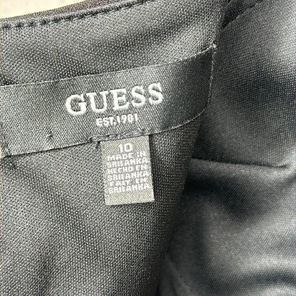 Guess Gathered Waist Surplice Neckline Stretch Little Black Dress Size 10 - Picture 11 of 16